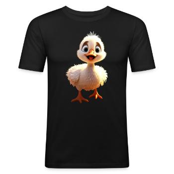 Gans Gänseküken Küken Süße Gans Ente Kleine Gänse - Männer Slim Fit T-Shirt - Schwarz - Vorne - Nik (191cm)