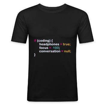 Programmer Humor Code Joke for IExperten - Men's Slim Fit T-Shirt - black - Front - Nik (191cm)