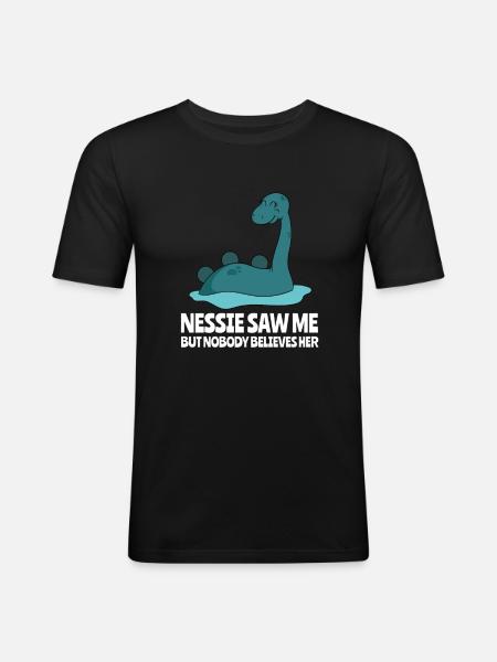 Funny Nessie Monster of Loch Ness Monsters - Men's Slim Fit T-Shirt - black