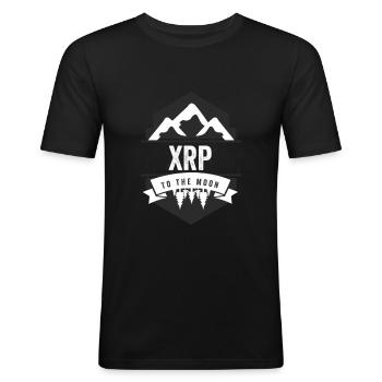 Ripple XRP Hills Bitcoin Krypto - Männer Slim Fit T-Shirt - Schwarz - Vorne - Nik (191cm)