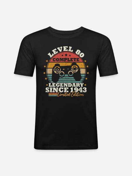Level 80 unlocked - Men's Slim Fit T-Shirt - black