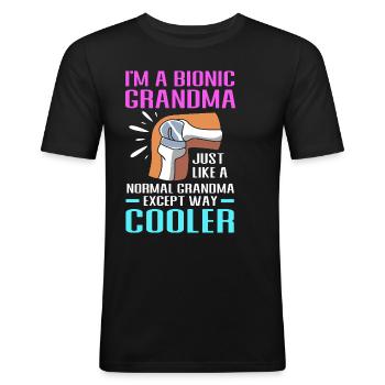 Knie Operation Knie OP - Männer Slim Fit T-Shirt - Schwarz - Vorne - Nik (191cm)