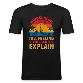 Windsurfing Water Sports - Men's Slim Fit T-Shirt - black - Front - Nik (191cm)