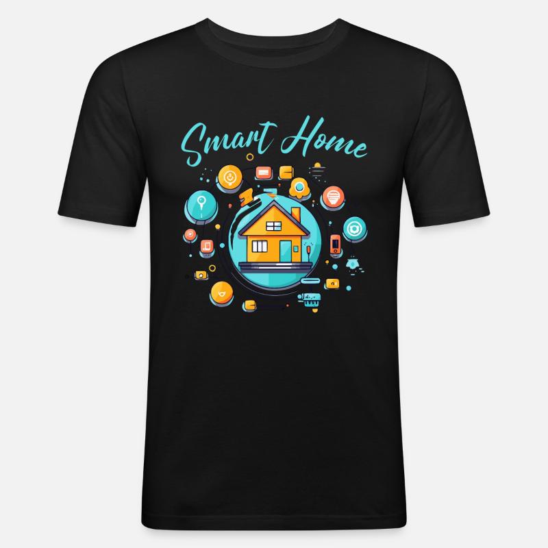 Smart Home - Männer Slim Fit T-Shirt - Schwarz