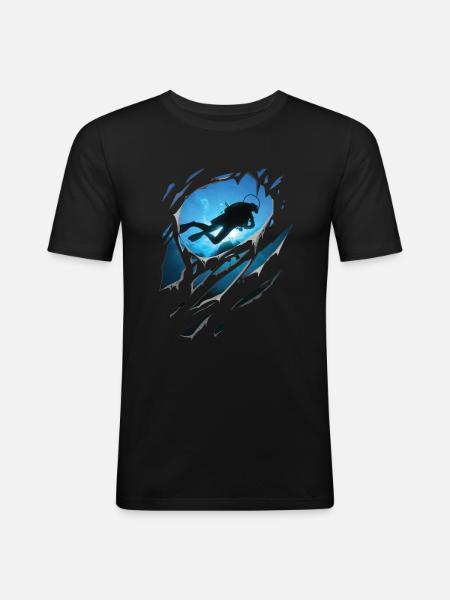 Ripped Diving Gift Cracks - Men's Slim Fit T-Shirt - black