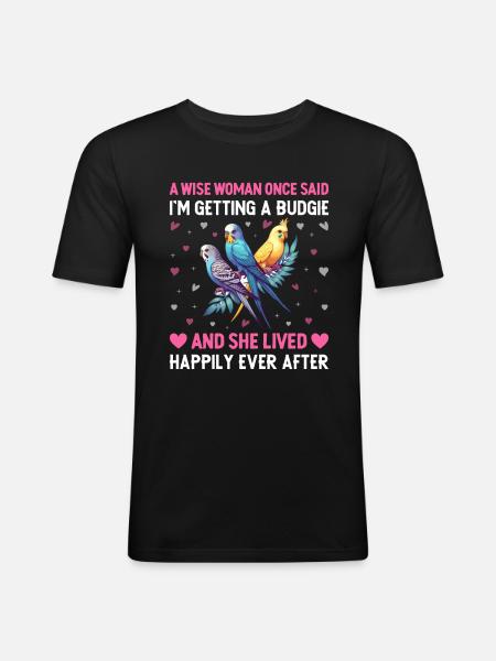 Budgerigar, Feathered Friend, Bird Watching - Men's Slim Fit T-Shirt - black