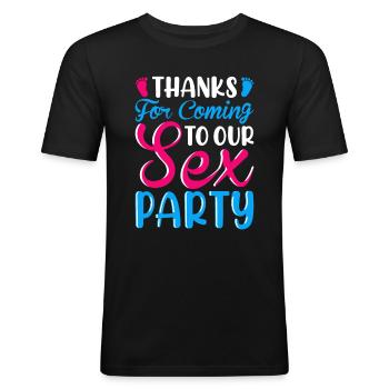 Gender Reveal Geschlechtsenthüllung Garçon ou Fille - T-shirt près du corps Homme - noir - Devant - Nik (191cm)