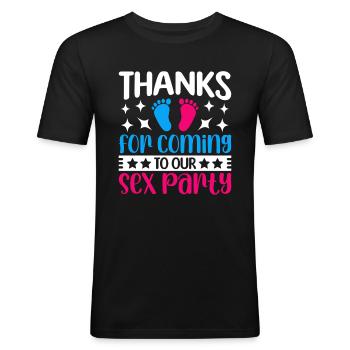 Gender Reveal Geschlechtsenthüllung Garçon ou Fille - T-shirt près du corps Homme - noir - Devant - Nik (191cm)