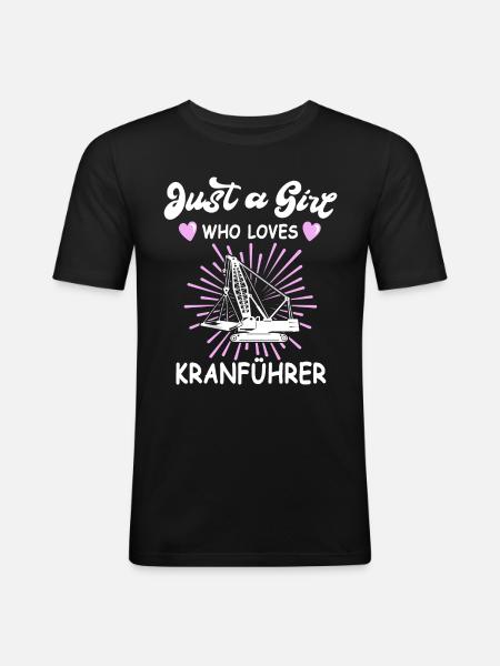 Kranführer Sprüche Kran Kranfahrer - Männer Slim Fit T-Shirt - Schwarz