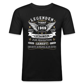 Legenden 1969 Geboren Geschenk Jahrgang 1969 - Männer Slim Fit T-Shirt - Schwarz - Vorne - Nik (191cm)
