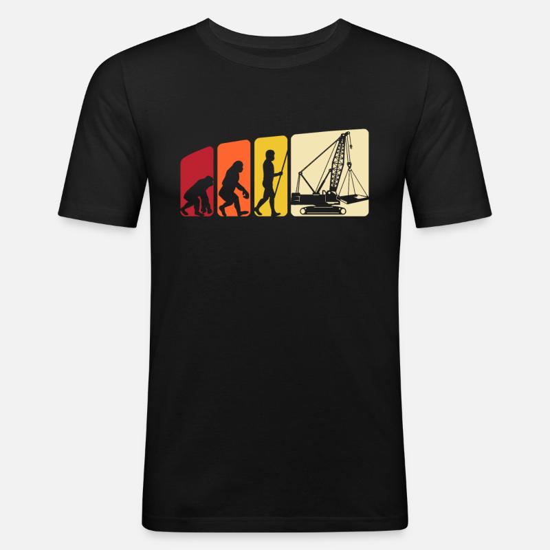 Kranführer Evolution Kranfahrer - Männer Slim Fit T-Shirt - Schwarz