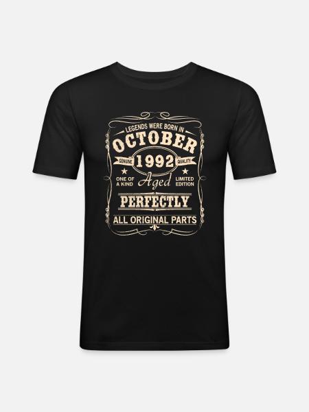 Millésime Octobre 1992 Anniversaire - T-shirt près du corps Homme - noir