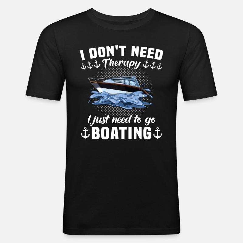 Captain Boating Therapy - Männer Slim Fit T-Shirt - Schwarz