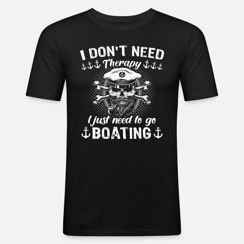 Captain Boating Therapy - Männer Slim Fit T-Shirt - Schwarz