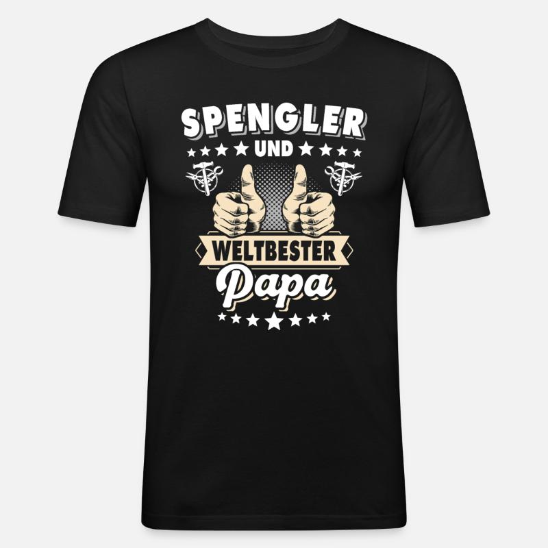 Bauspengler Papa Spengler - Männer Slim Fit T-Shirt - Schwarz