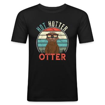 Lustiges Hot Hotter Otter Otterliebe - Männer Slim Fit T-Shirt - Schwarz - Vorne - Nik (191cm)
