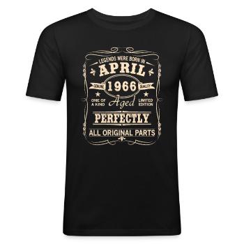 Millésime avril 1966 anniversaire - T-shirt près du corps Homme - noir - Devant - Nik (191cm)