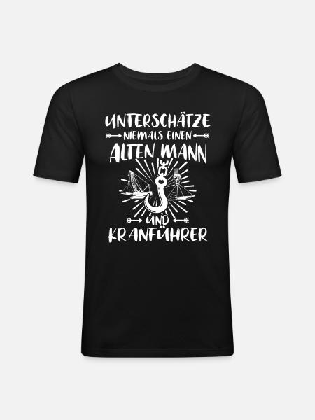 Kranfahrer Kranführer Kran Fahren - Männer Slim Fit T-Shirt - Schwarz