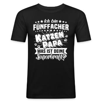 Katze Papa Katzenpapa fünffach - Männer Slim Fit T-Shirt - Schwarz - Vorne - Nik (191cm)