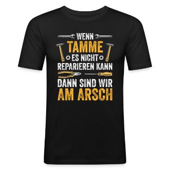 Lustiges Tamme Handwerker Heimwerker Sprüche - Männer Slim Fit T-Shirt - Schwarz - Vorne - Nik (191cm)