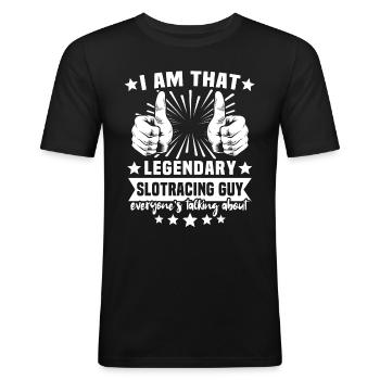 Slot Racing Slot Car - Männer Slim Fit T-Shirt - Schwarz - Vorne - Nik (191cm)