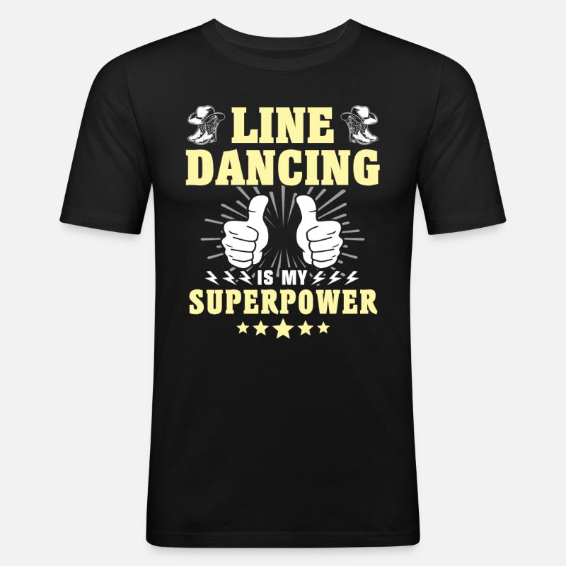 Line Dancing Superpower - Männer Slim Fit T-Shirt - Schwarz