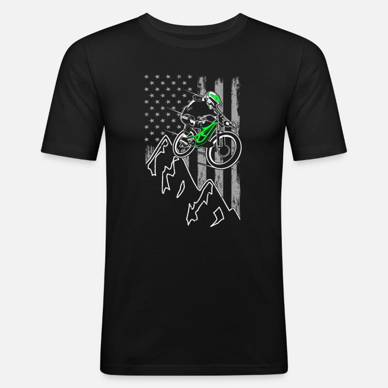 Downhill Mountainbiker - MTB Radfahrer - Männer Slim Fit T-Shirt - Schwarz
