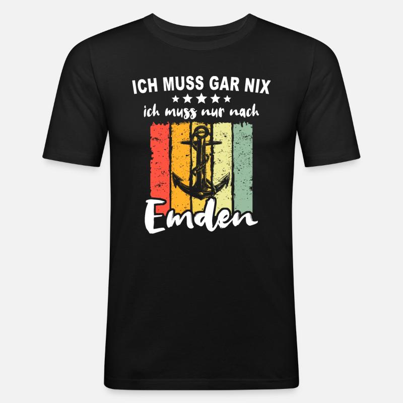 Emden Sprüche Emdener Spruch - Männer Slim Fit T-Shirt - Schwarz