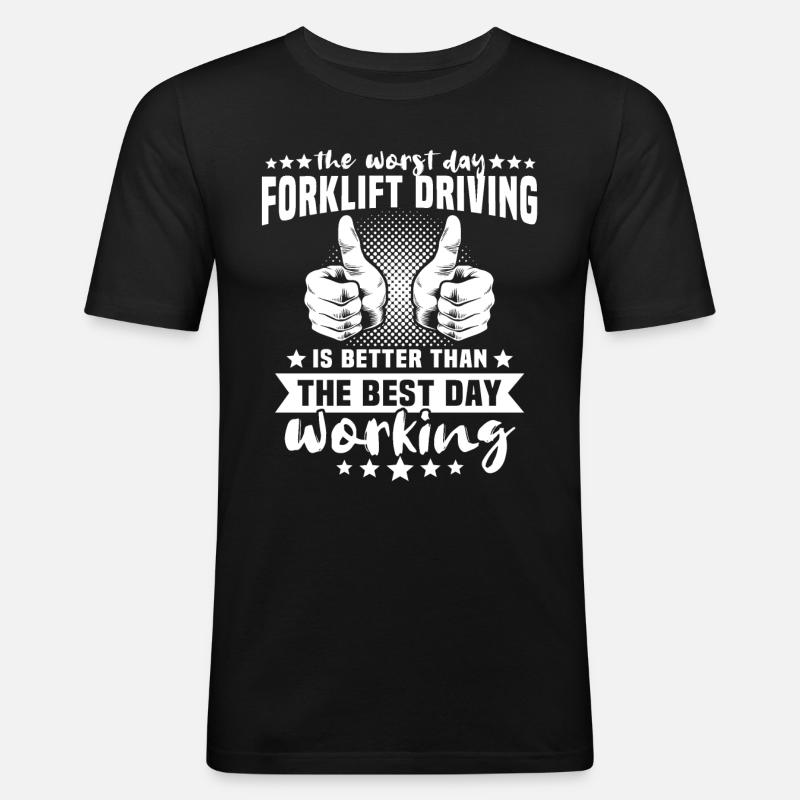 Gabelstapler Stapler Staplerfahrer - Männer Slim Fit T-Shirt - Schwarz