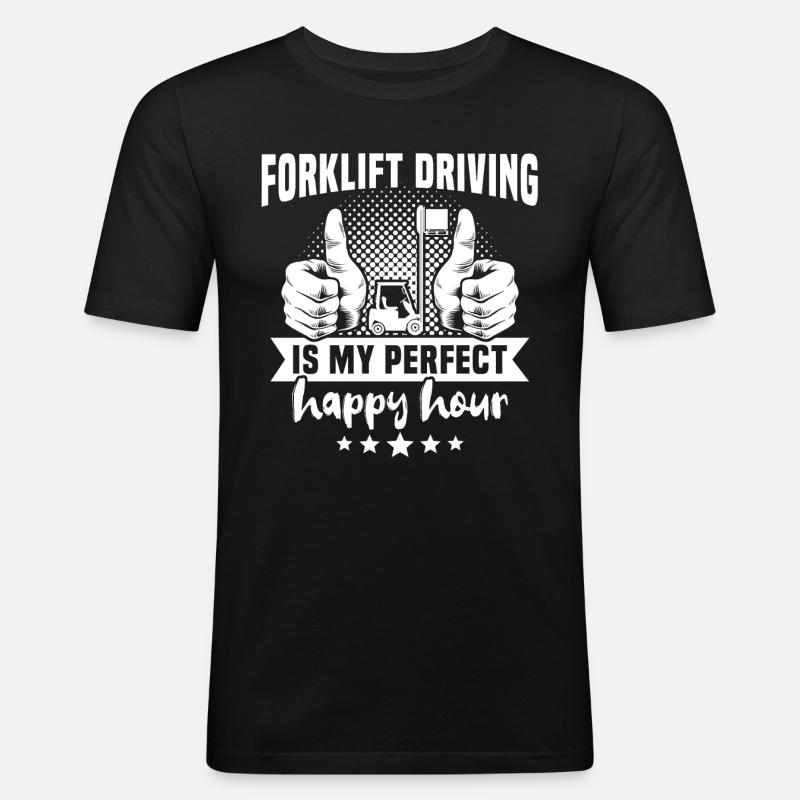 Staplerfahrer Gabelstapler - Männer Slim Fit T-Shirt - Schwarz