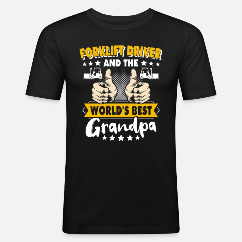 Gabelstapler Opa Staplerfahrer - Männer Slim Fit T-Shirt - Schwarz