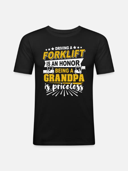 Gabelstapler Opa Staplerfahrer - Männer Slim Fit T-Shirt - Schwarz