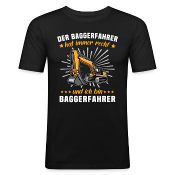 Baggerfahrer Bagger Fahren - Männer Slim Fit T-Shirt - Schwarz - Vorne - Nik (191cm)