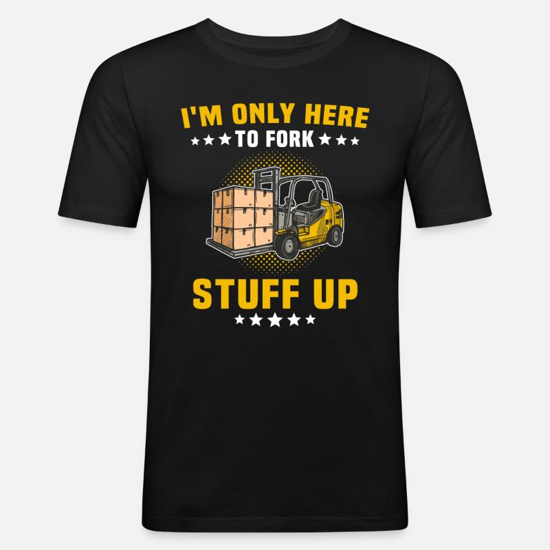 Stapler Gabelstapler - Männer Slim Fit T-Shirt - Schwarz