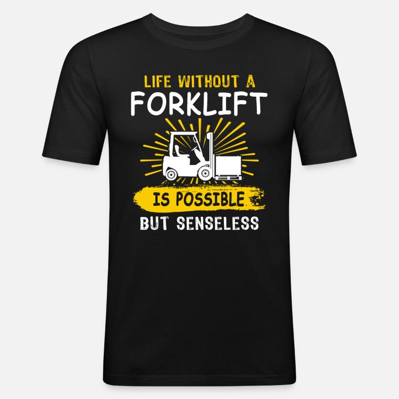 Stapler Gabelstapler - Männer Slim Fit T-Shirt - Schwarz