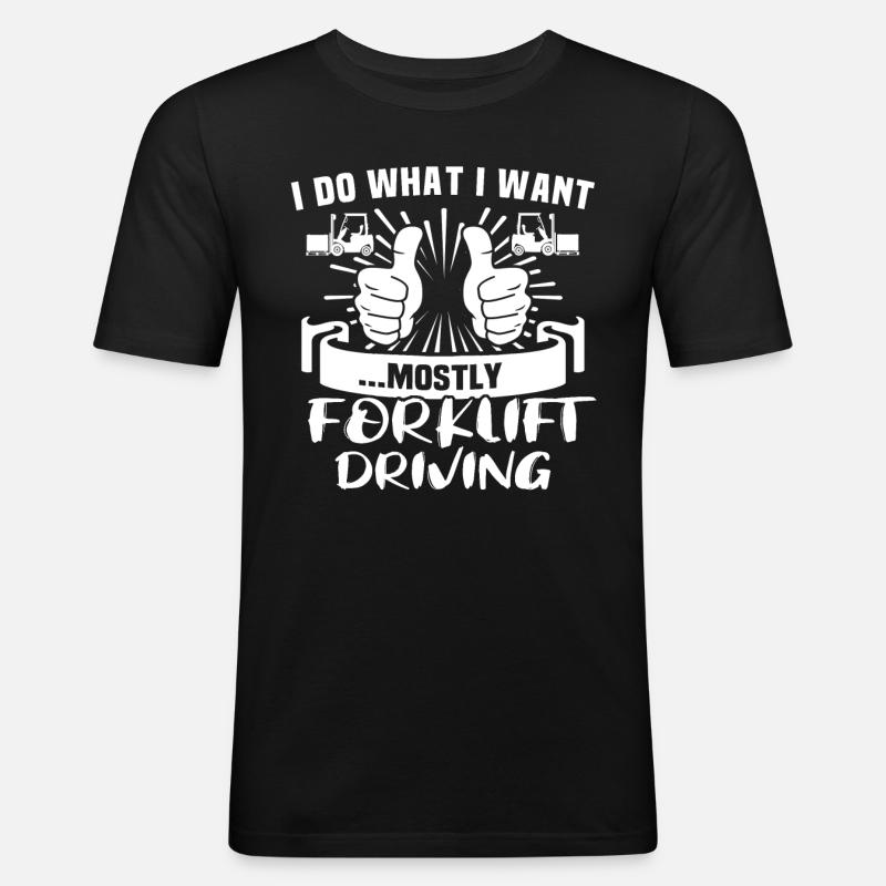 Staplerfahrer Stapler - Männer Slim Fit T-Shirt - Schwarz