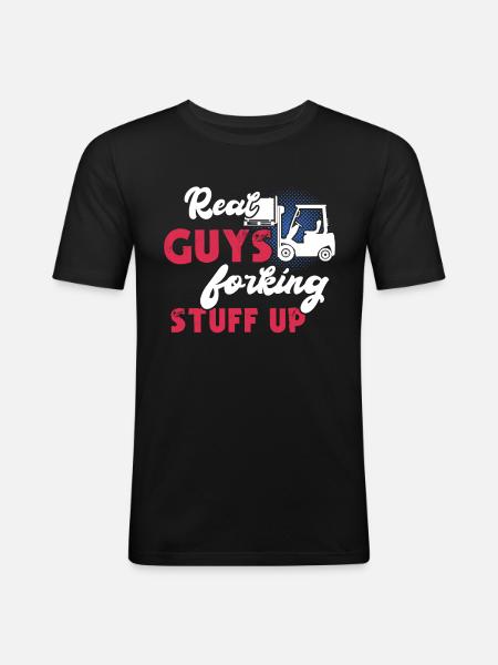 Staplerfahrer Stapler Gabelstapler - Männer Slim Fit T-Shirt - Schwarz
