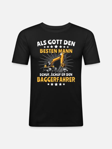Baggerführer Bagger Baggerfahrer - Männer Slim Fit T-Shirt - Schwarz