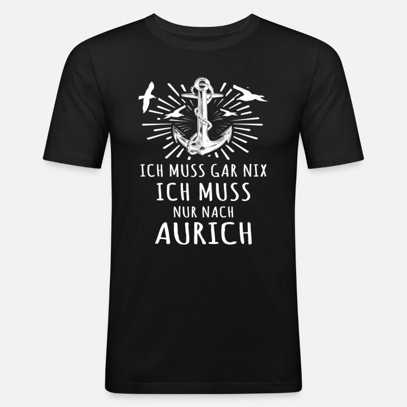 Aurich Auricher - Männer Slim Fit T-Shirt - Schwarz