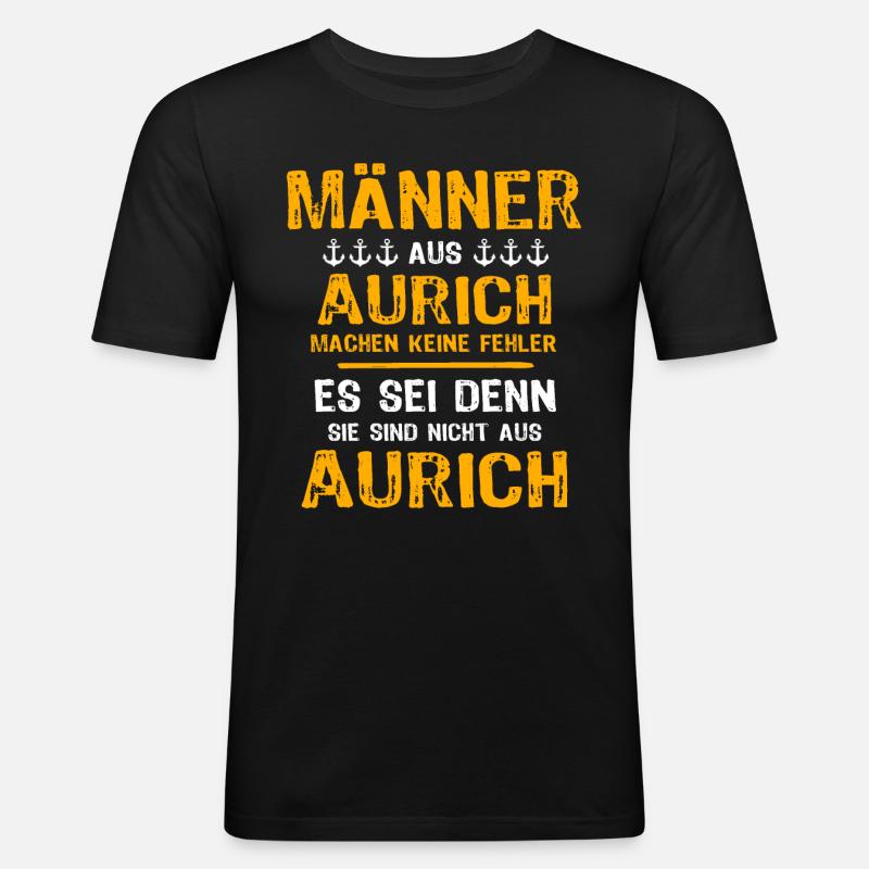 Aurich Mann Auricher Männer - Männer Slim Fit T-Shirt - Schwarz