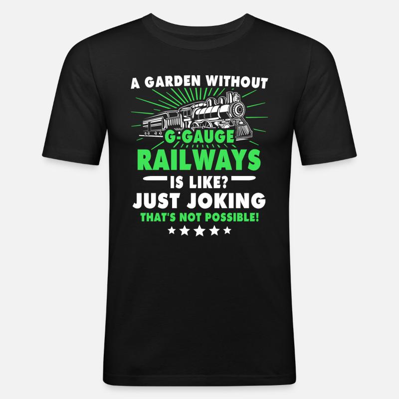 Garteneisenbahn Modelleisenbahn Spur G - Männer Slim Fit T-Shirt - Schwarz