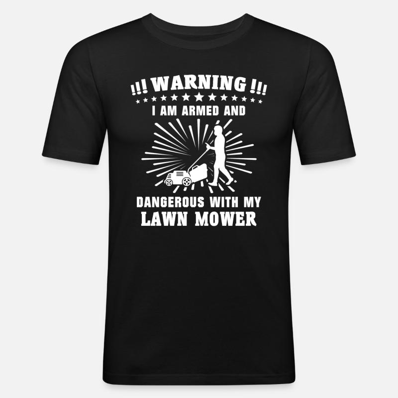 Rasen Mähen - Männer Slim Fit T-Shirt - Schwarz