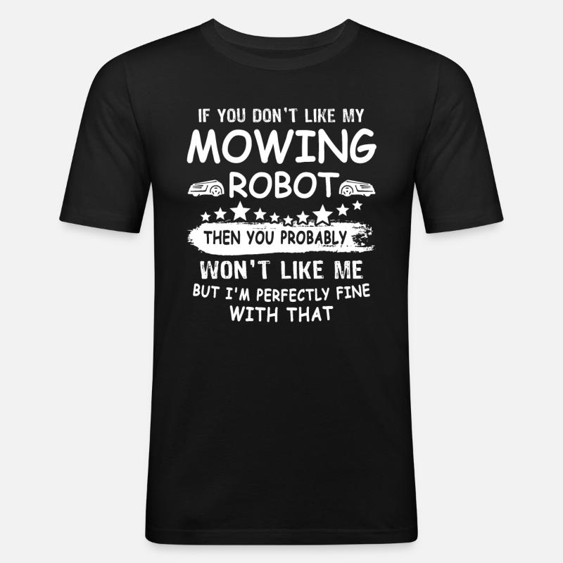 Mähroboter - Männer Slim Fit T-Shirt - Schwarz