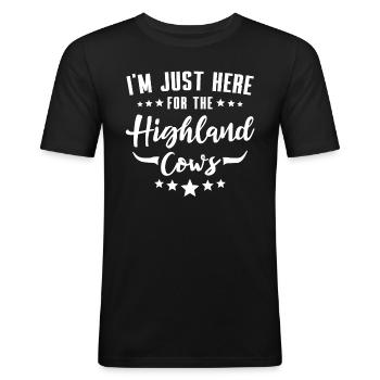 Hochlandrinder Highland Cow - Männer Slim Fit T-Shirt - Schwarz - Vorne - Nik (191cm)