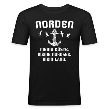 Norden Nordener - Männer Slim Fit T-Shirt - Schwarz - Vorne - Nik (191cm)