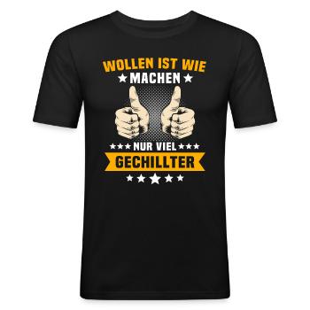Machen Wollen - Männer Slim Fit T-Shirt - Schwarz - Vorne - Nik (191cm)