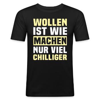 Machen Wollen - Männer Slim Fit T-Shirt - Schwarz - Vorne - Nik (191cm)