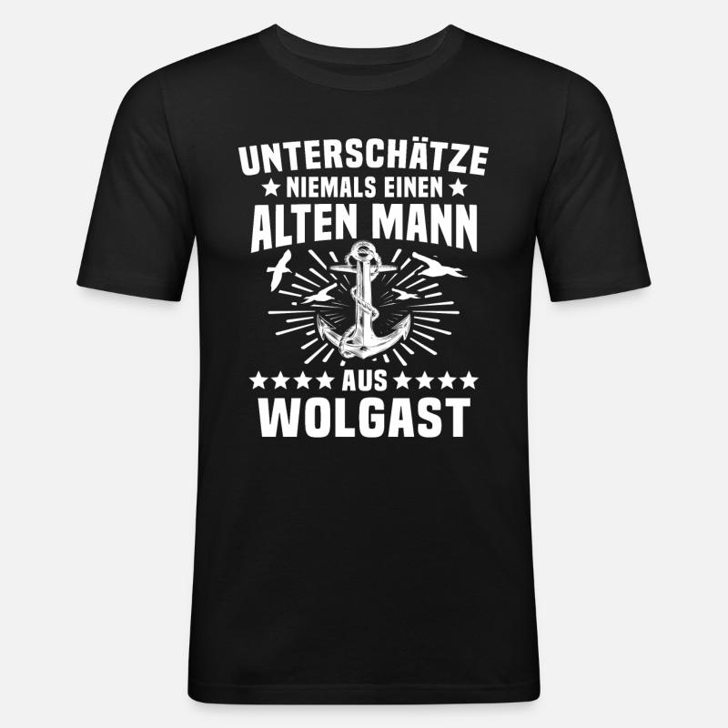 Wolgast Sprüche Wolgaster Spruch - Männer Slim Fit T-Shirt - Schwarz