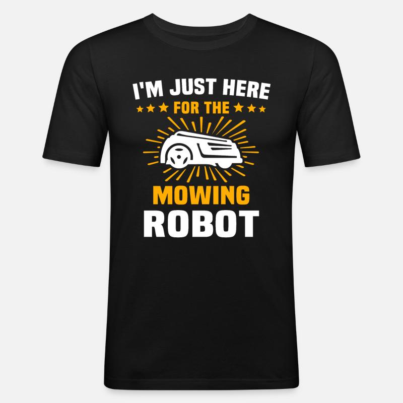 Rasenmähroboter Mähroboter - Männer Slim Fit T-Shirt - Schwarz