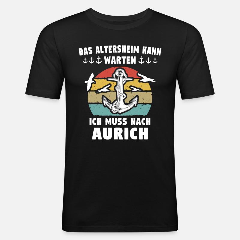 Aurich Sprüche - Männer Slim Fit T-Shirt - Schwarz
